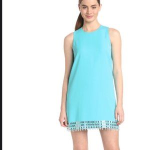 Cynthia Steffe Turquoise Shift Dress w/Embellished Crystal Hem